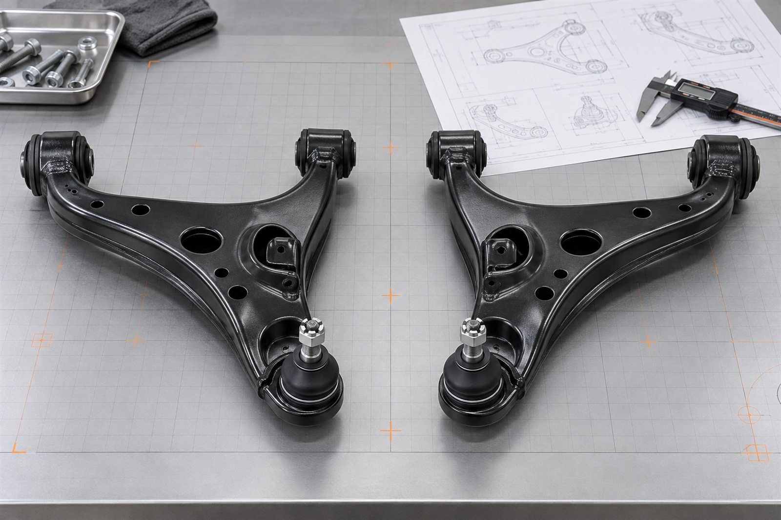 Representative matched lower control arm set for the Toyota Hilux N80 sourcing program