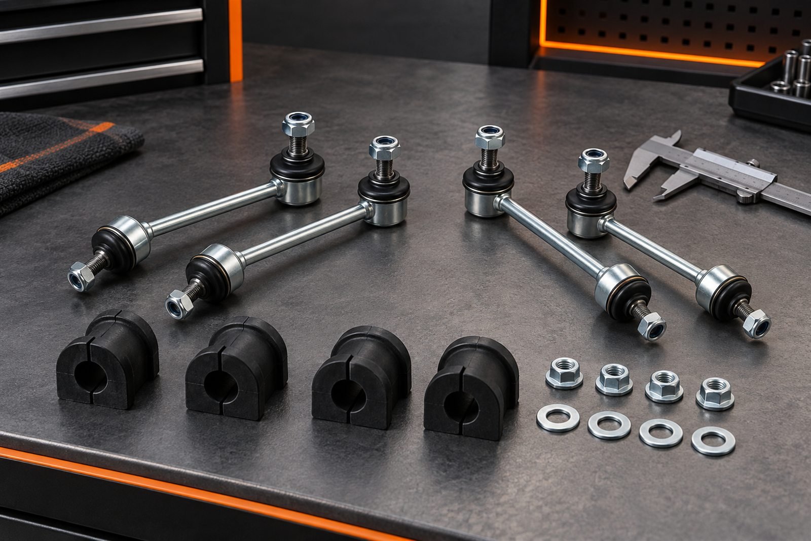 Representative stabilizer link and bushing kit for the Toyota Hilux N80 sourcing program