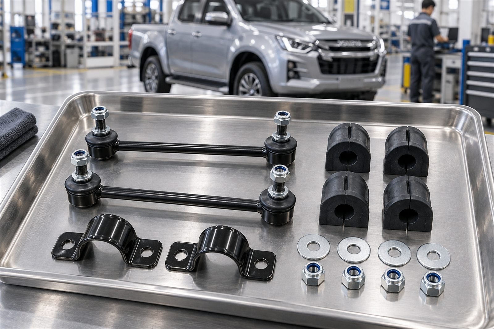 Representative stabilizer link and bushing kit for the Isuzu D-Max RG sourcing program