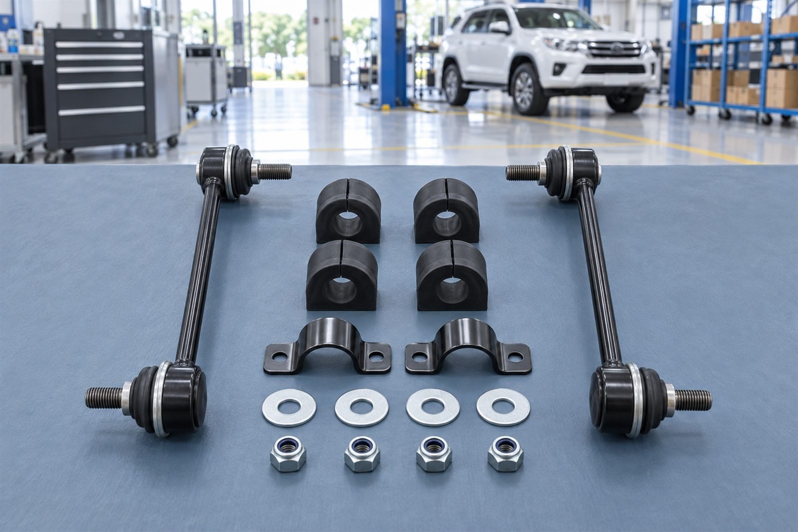 Representative stabilizer link and bushing kit for the Isuzu MU-X RJ sourcing program