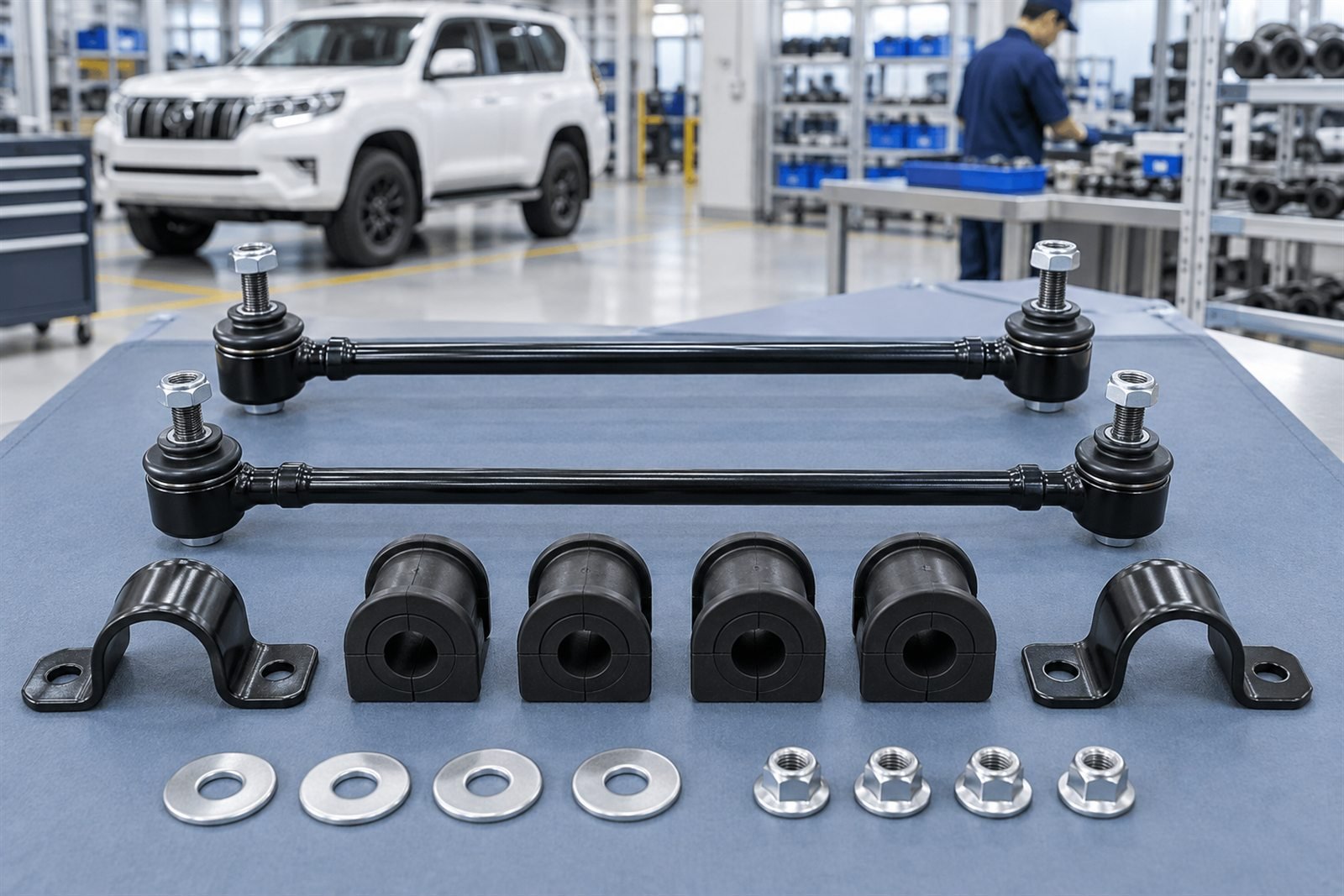 Representative stabilizer link and bushing kit for the Toyota Prado J150 sourcing program