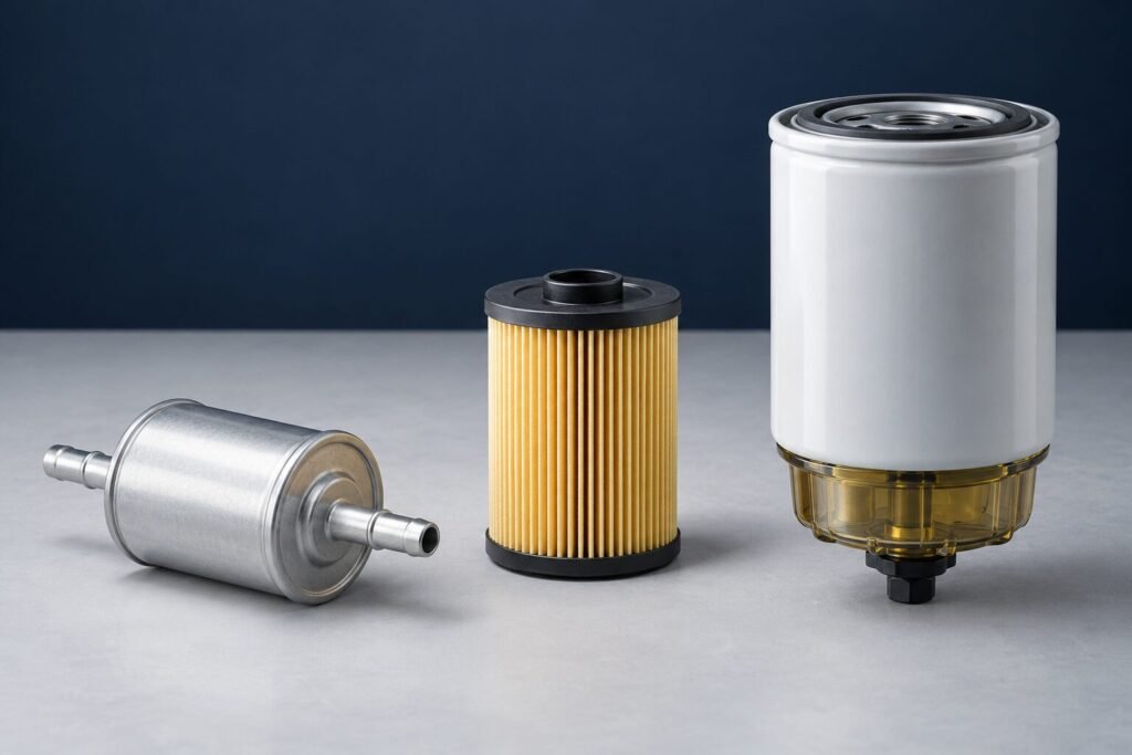 Representative unbranded inline fuel filter, element and separator assembly